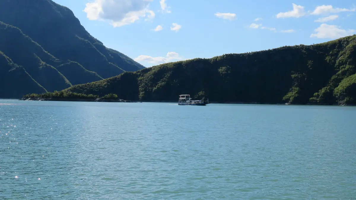 A ferry on Lake Komani