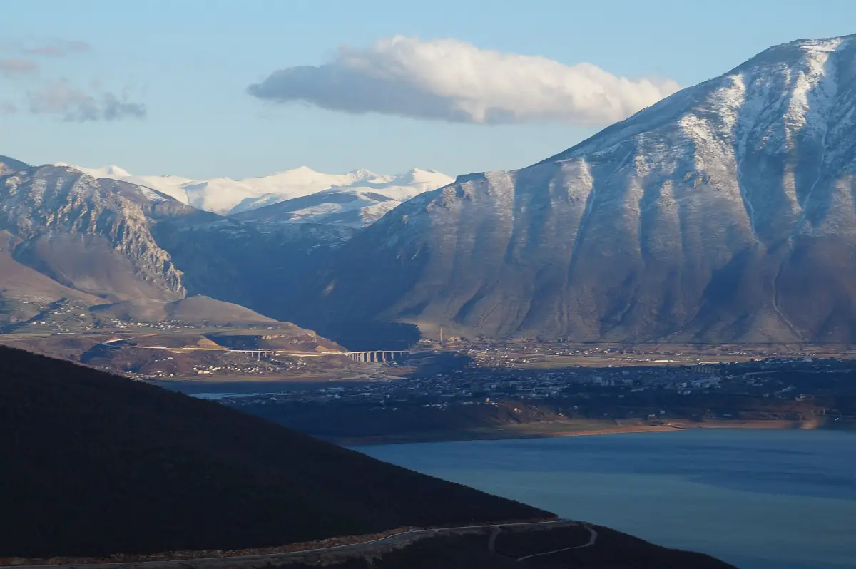 Kukës and the lake from the north