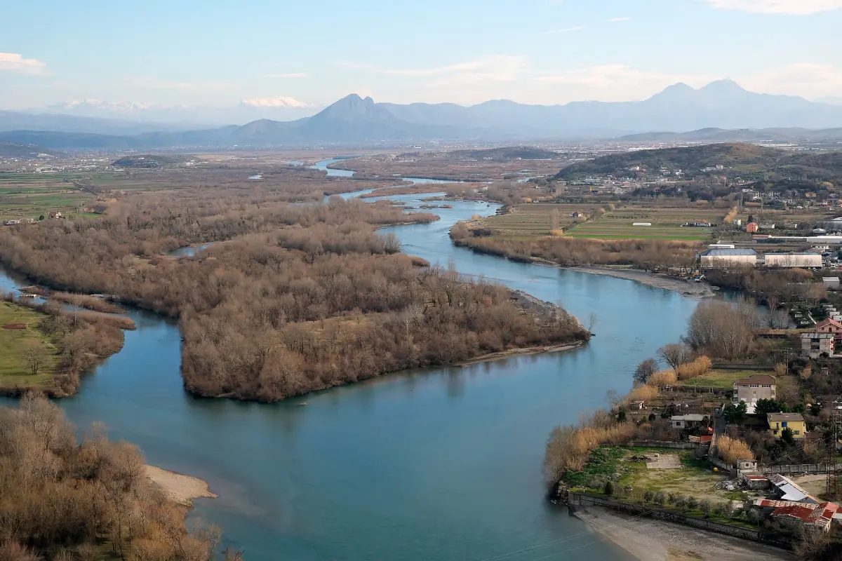 The rivers below Rozafa fortress near Shkodër