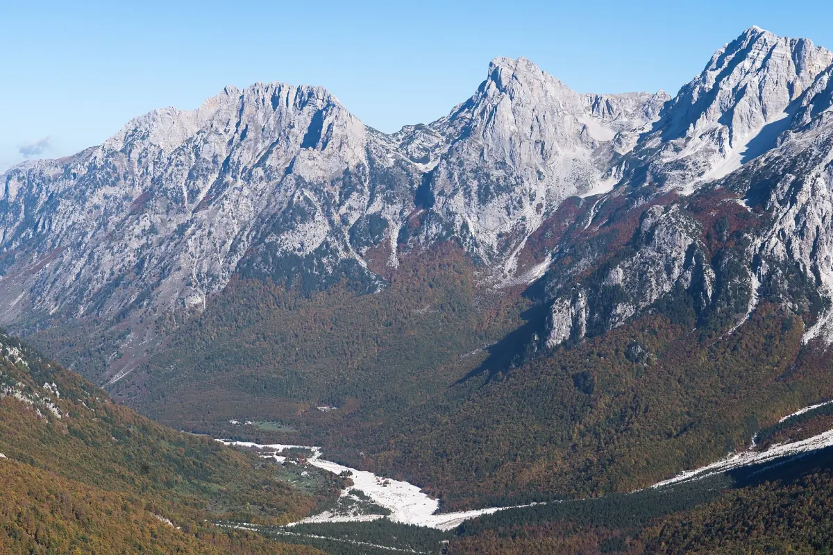 The Valbona valley with its peaks
